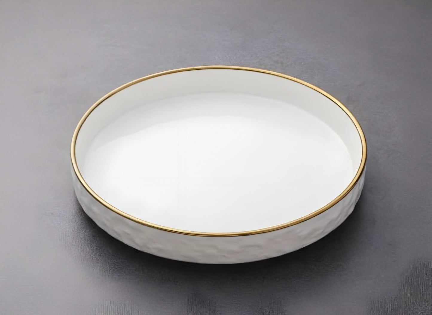 White Gold Textured Premium Porcelain Plate - 8 inch