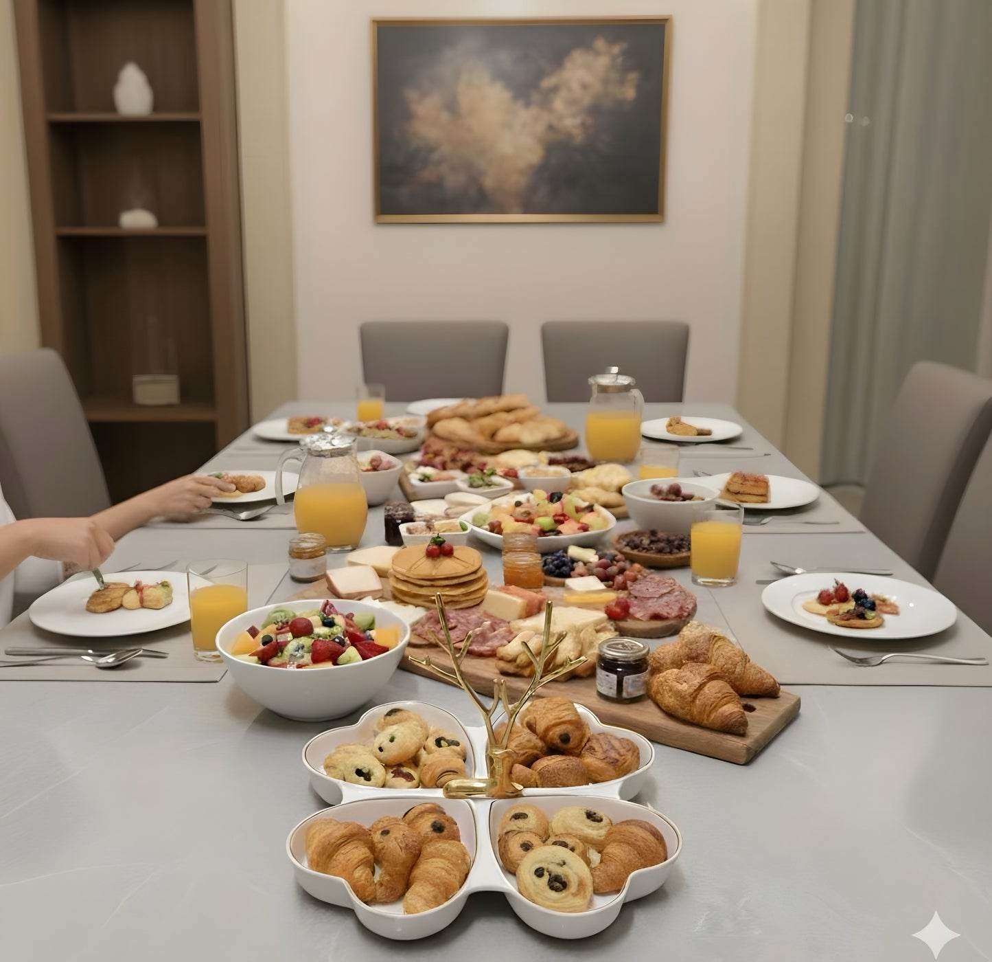 4 Grid Peach Heart Ceramic Serving Tray