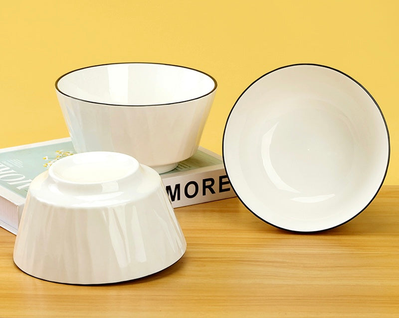 Rippled white ceramic bowl