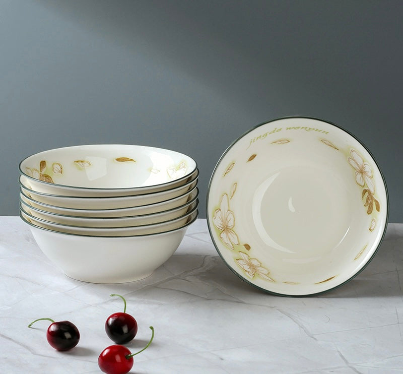 White Magnolia ceramic serving bowl - 6 inch