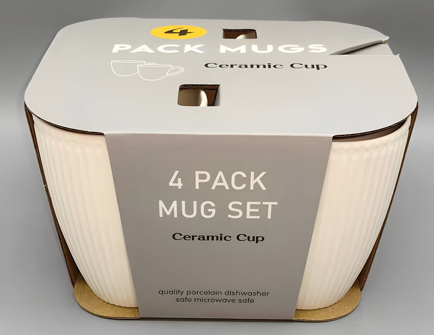 Striped White pack of 4 mug set