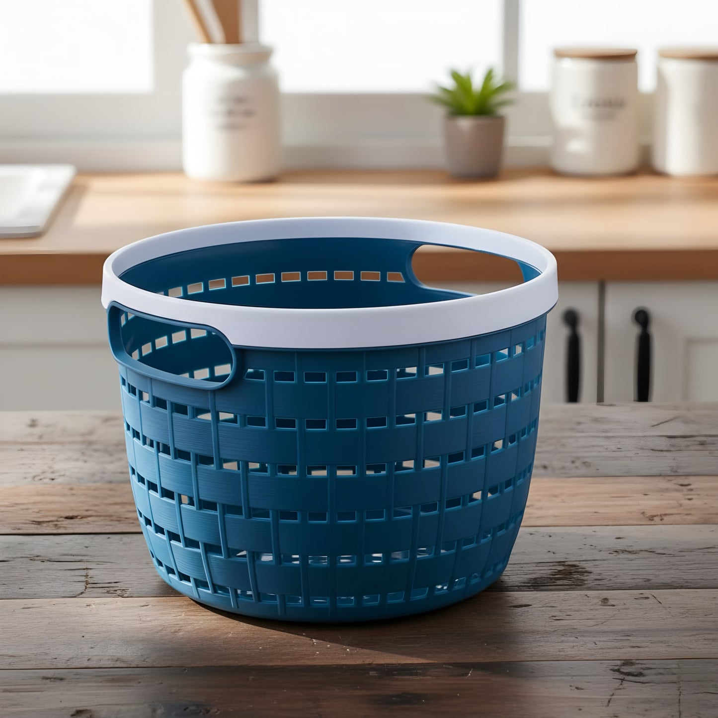 Rattan round storage basket