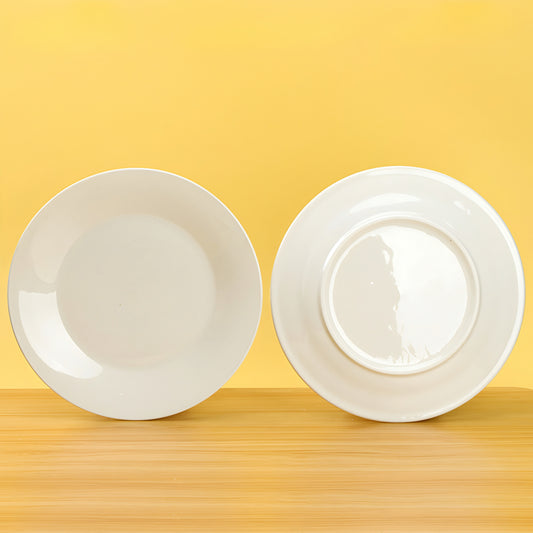 White Flat Porcelain Ceramic Plate - 10 inch