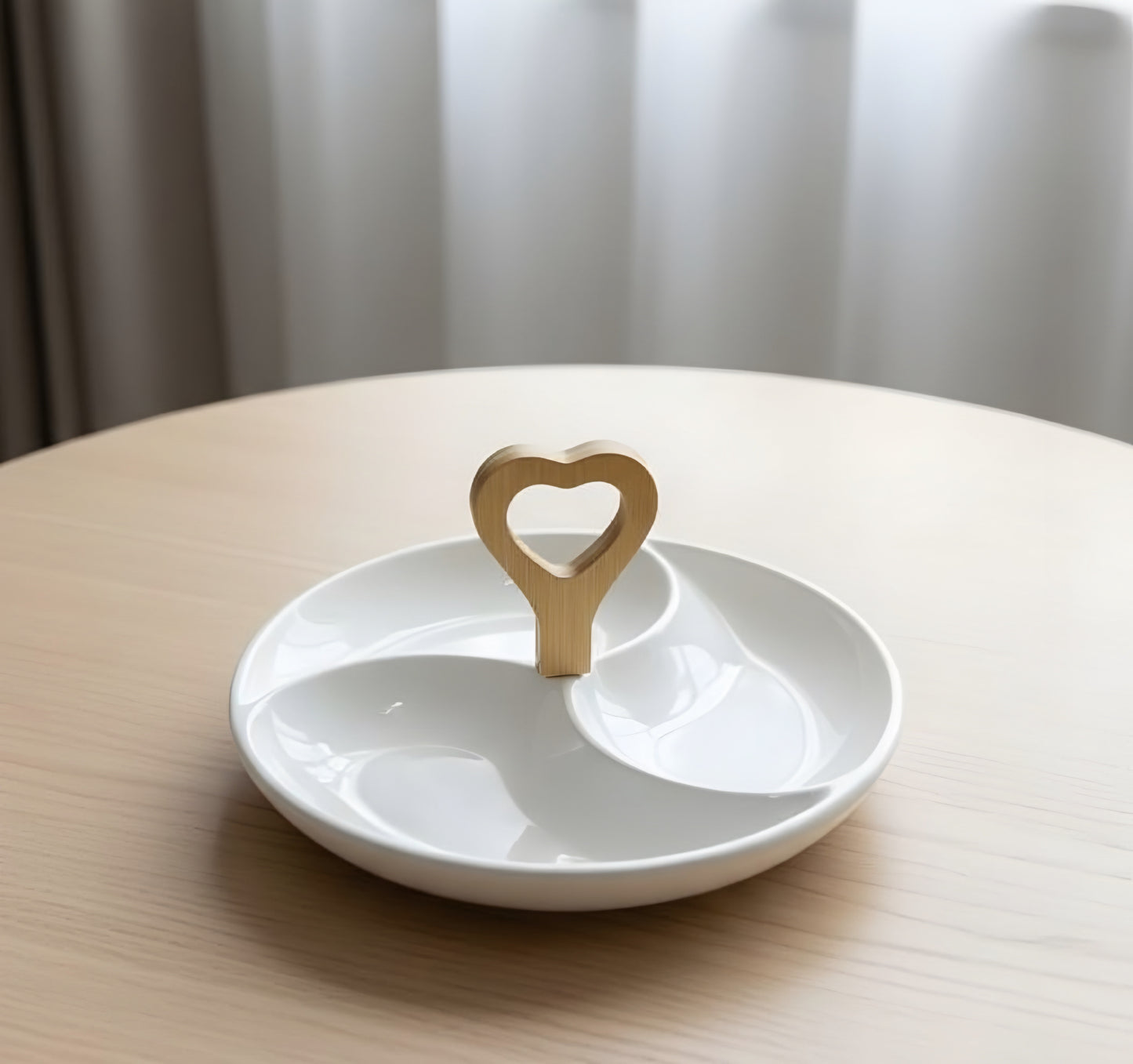 Round Ceramic Serving Tray  - 3 grids