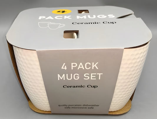 Honeycomb white pack of 4 mug set
