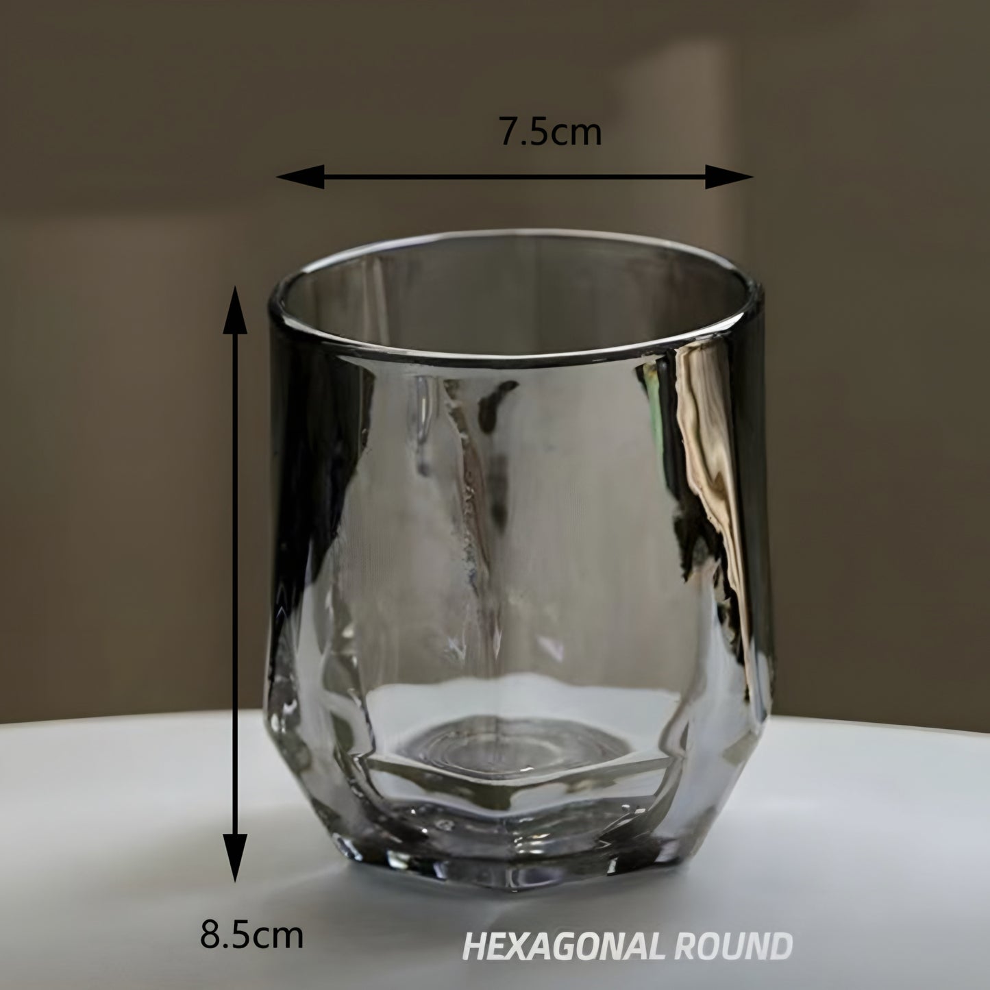 Smoke Hexagonal Water Glass - pack of 6