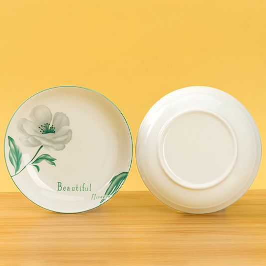 Beautiful flower porcelain ceramic plate - 7 inch