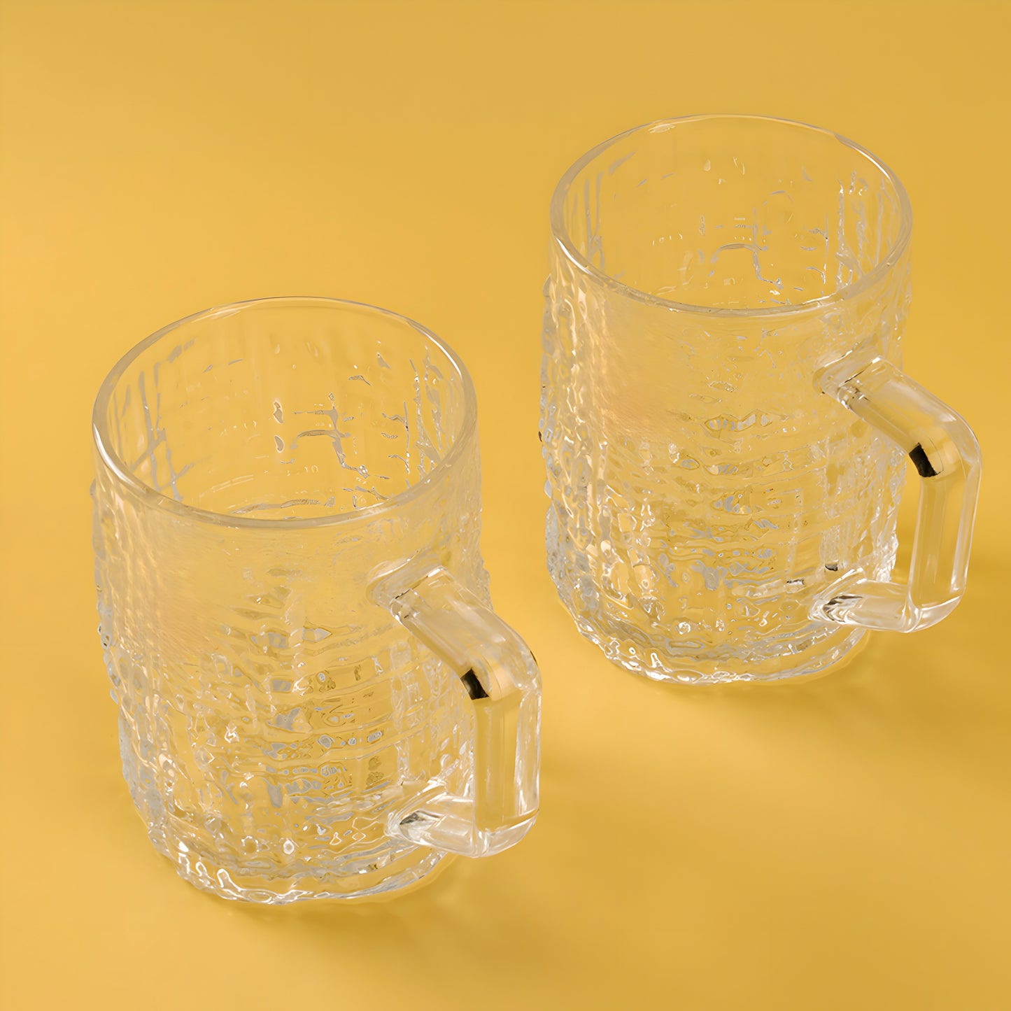 Textured Glass Handle Cup - Pack of 6