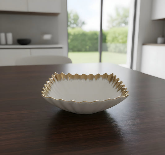 Square Premium Ceramic Salad Serving Bowl Large with Revolving Stand