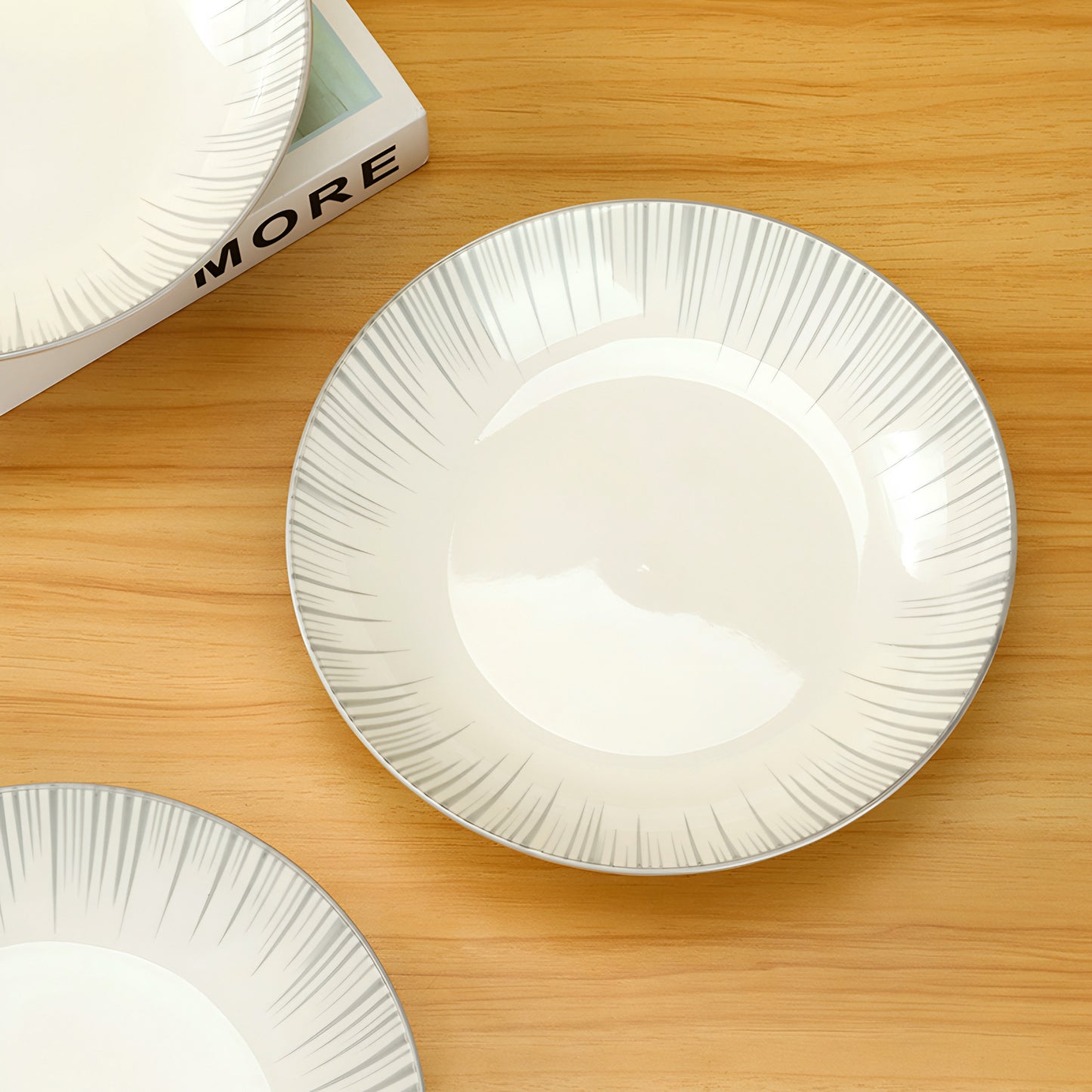 Star grey porcelain ceramic plate - 8 inch