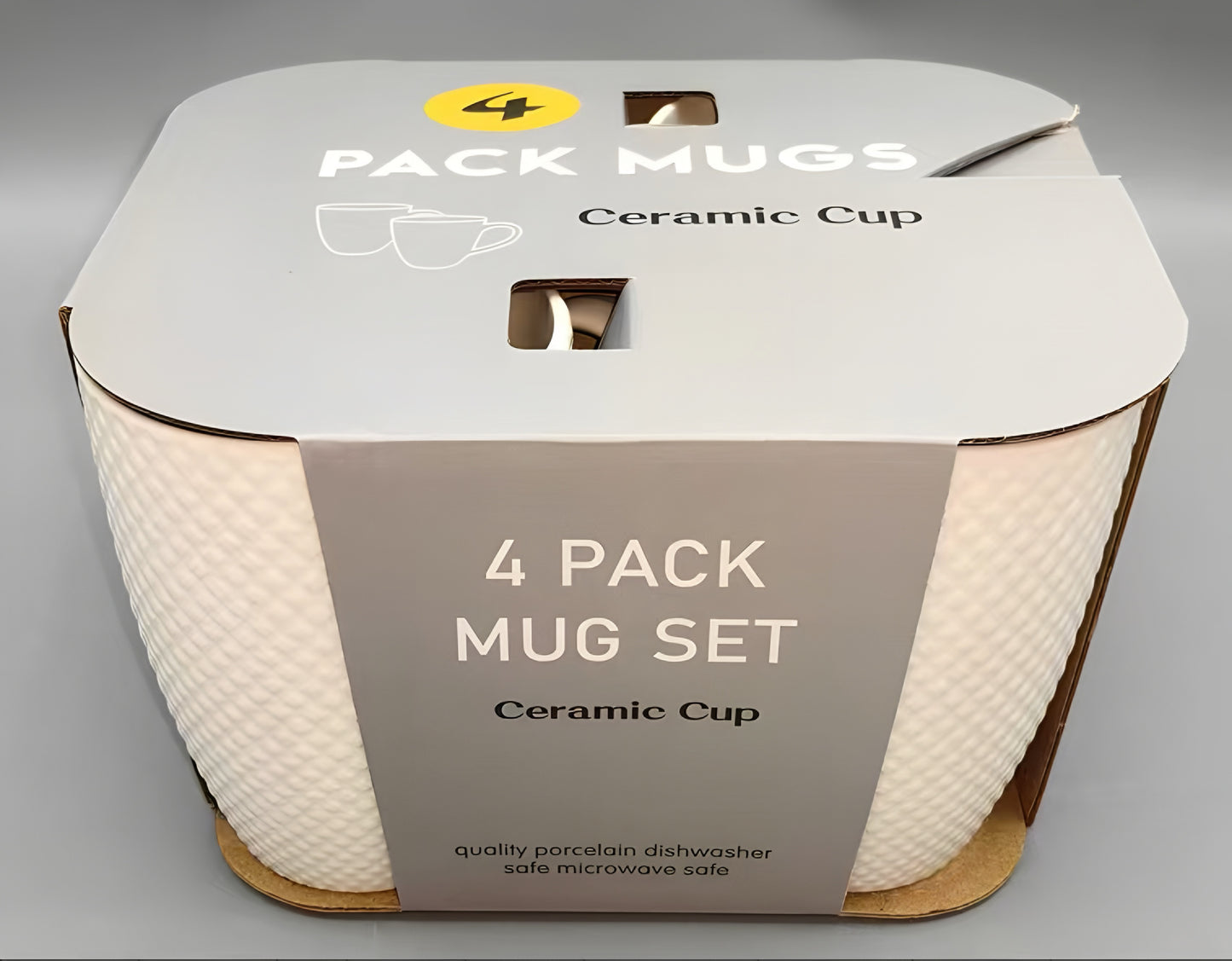 Ripped White pack of 4 mug set
