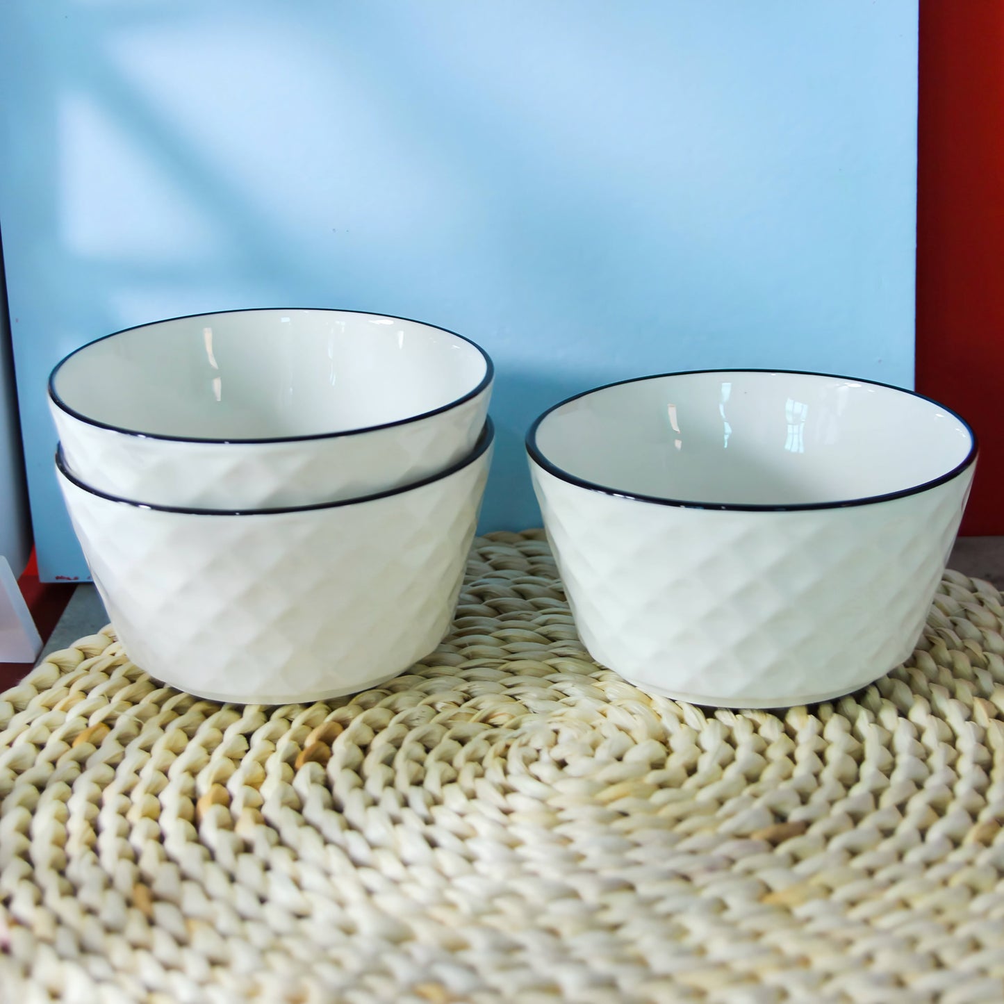 White Diamond Rose Bowl Porcelain Ceramic - 4.5 inch