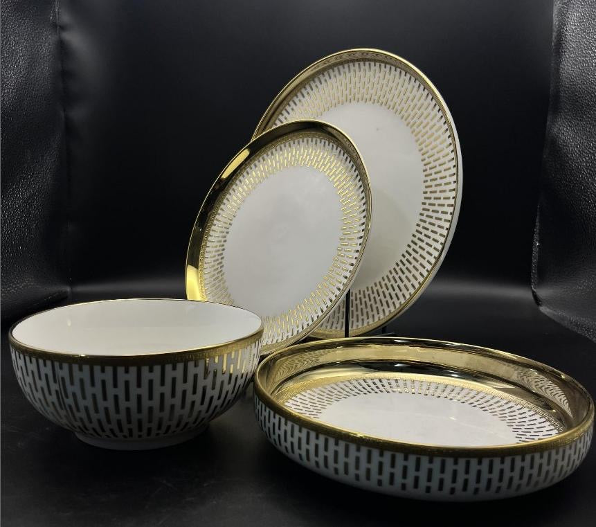 Masharbia Gold 24 pcs Dinner Set Finest Premium Porcelain