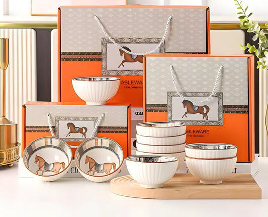 Hermes Suit series 4 Premium Porcelain Bowls Set