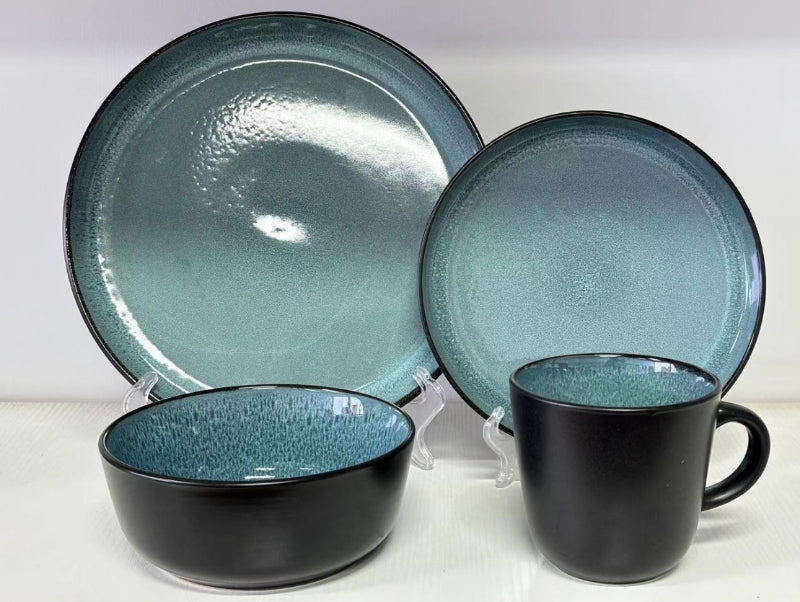 Lapiz stoneware 16 pc Ceramic Dinner Set - Teal blue
