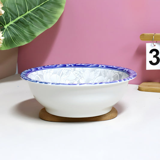 Celadon flower porcelain ceramic serving bowl - 10 inch