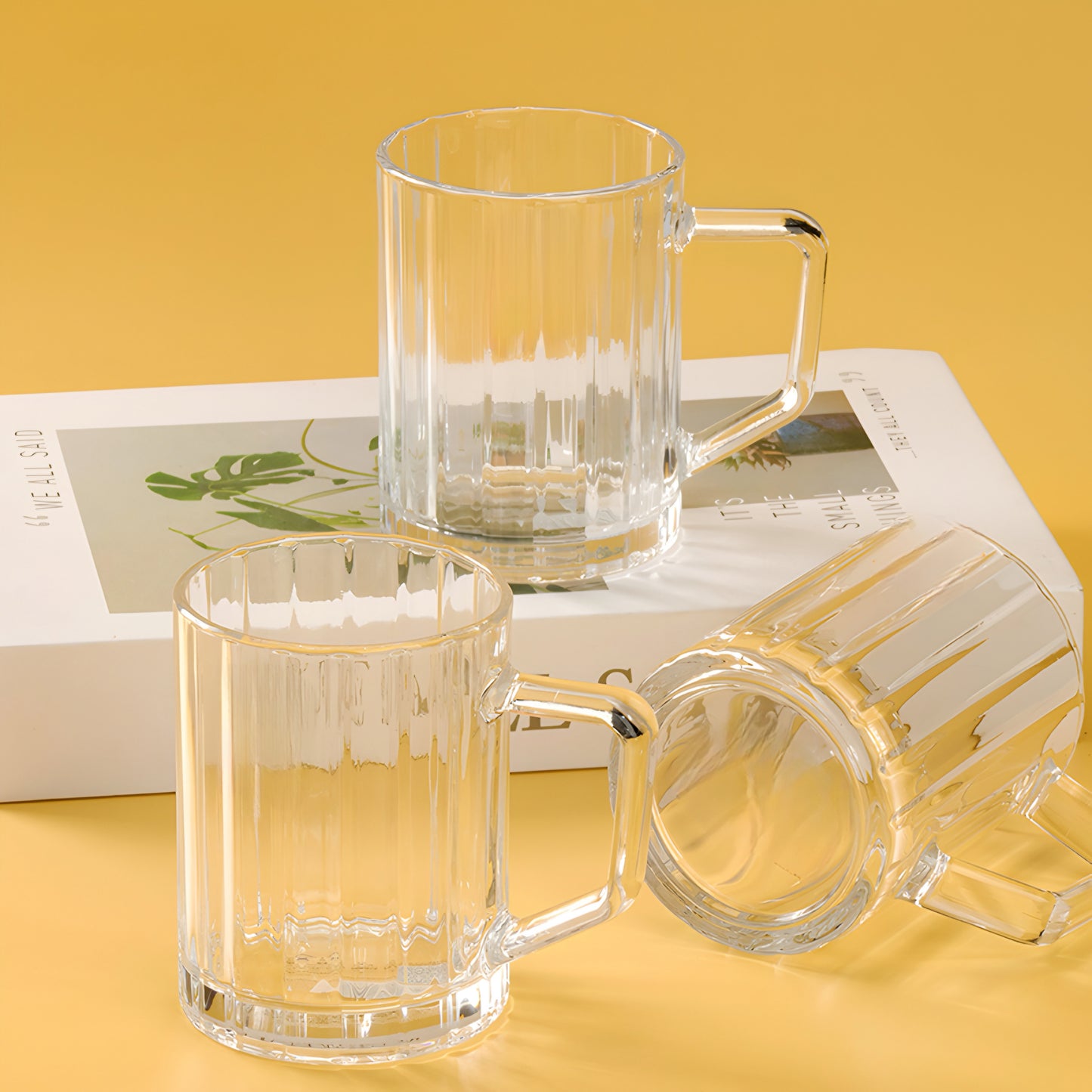 Fluted Glass Handle Cup - Pack of 6