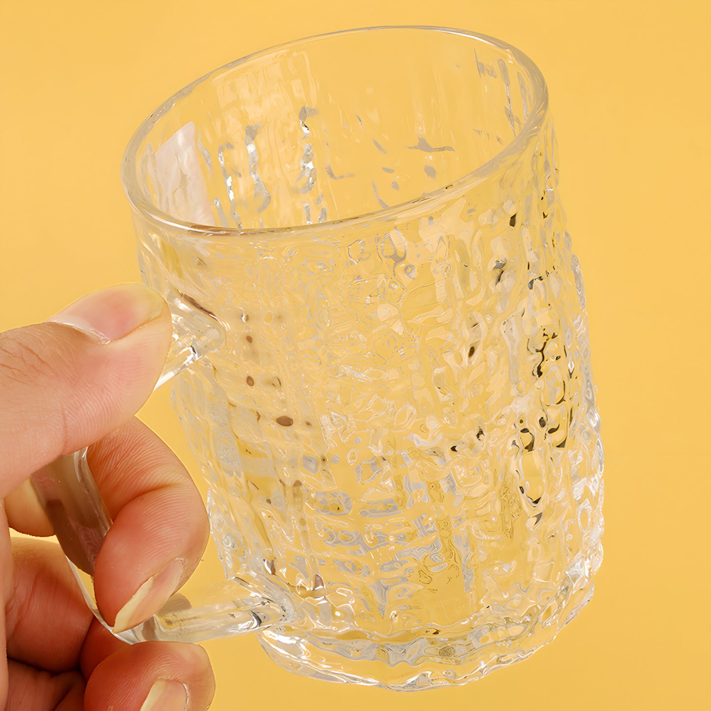 Textured Glass Handle Cup - Pack of 6