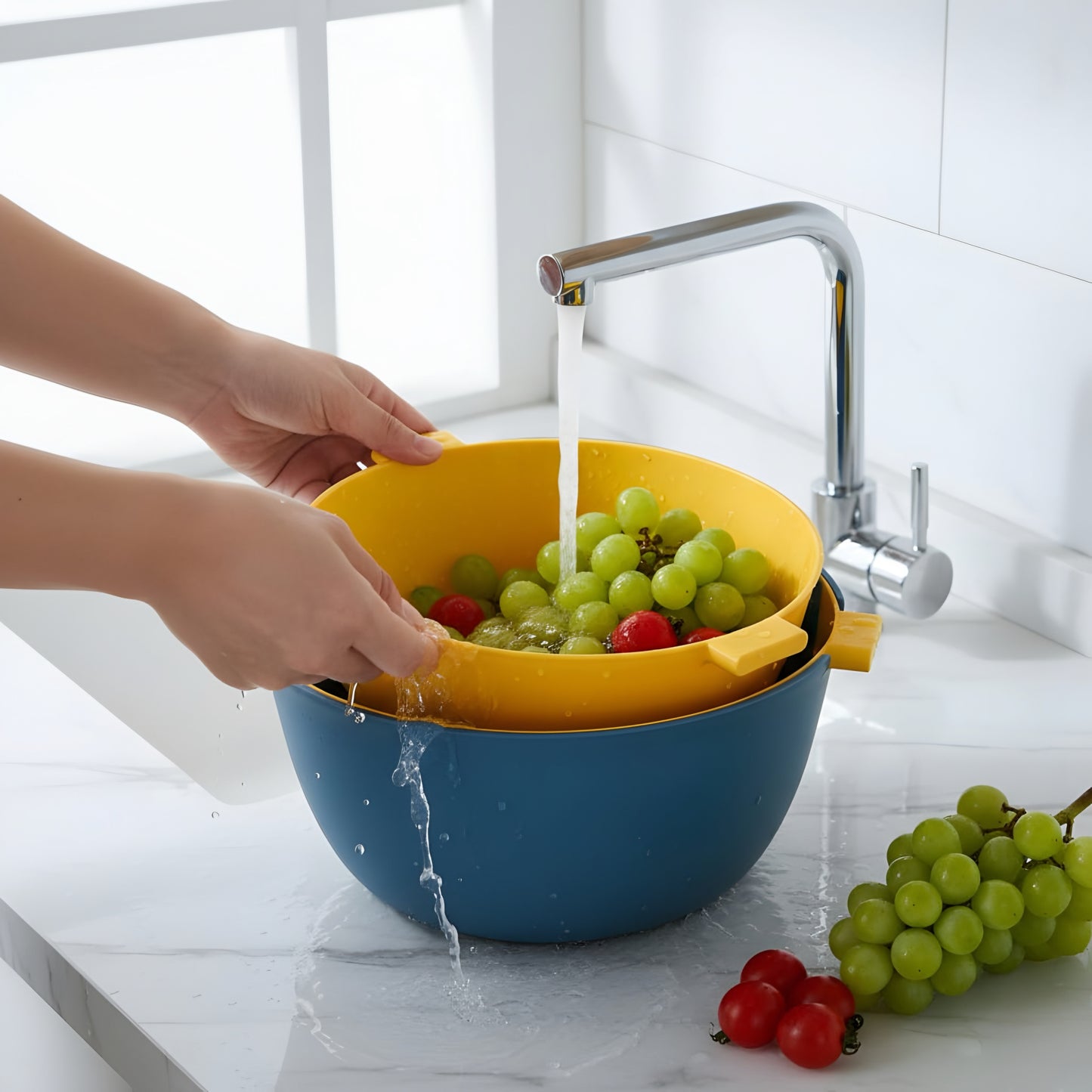 Small fruit basket with drainer