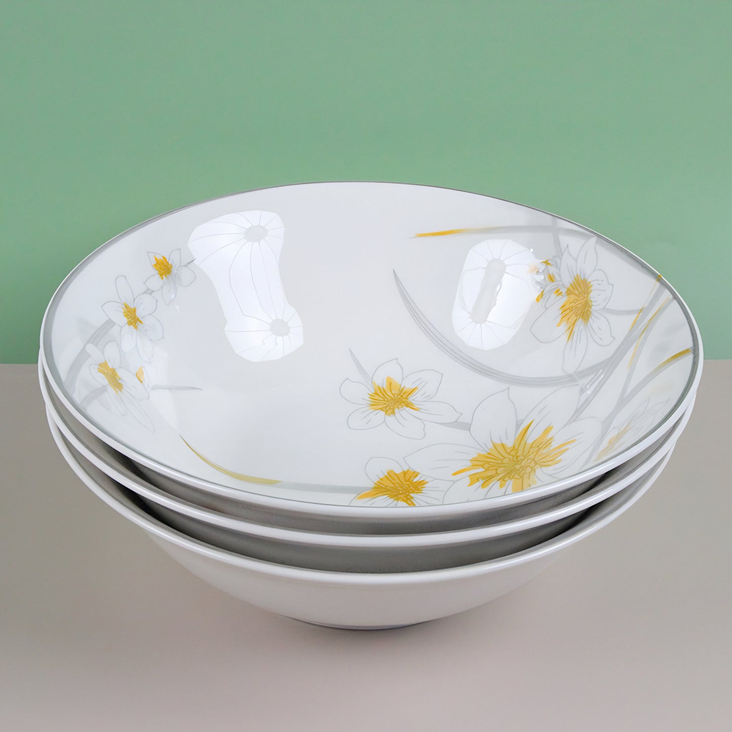 Daffodils porcelain ceramic bowl - 8 inch