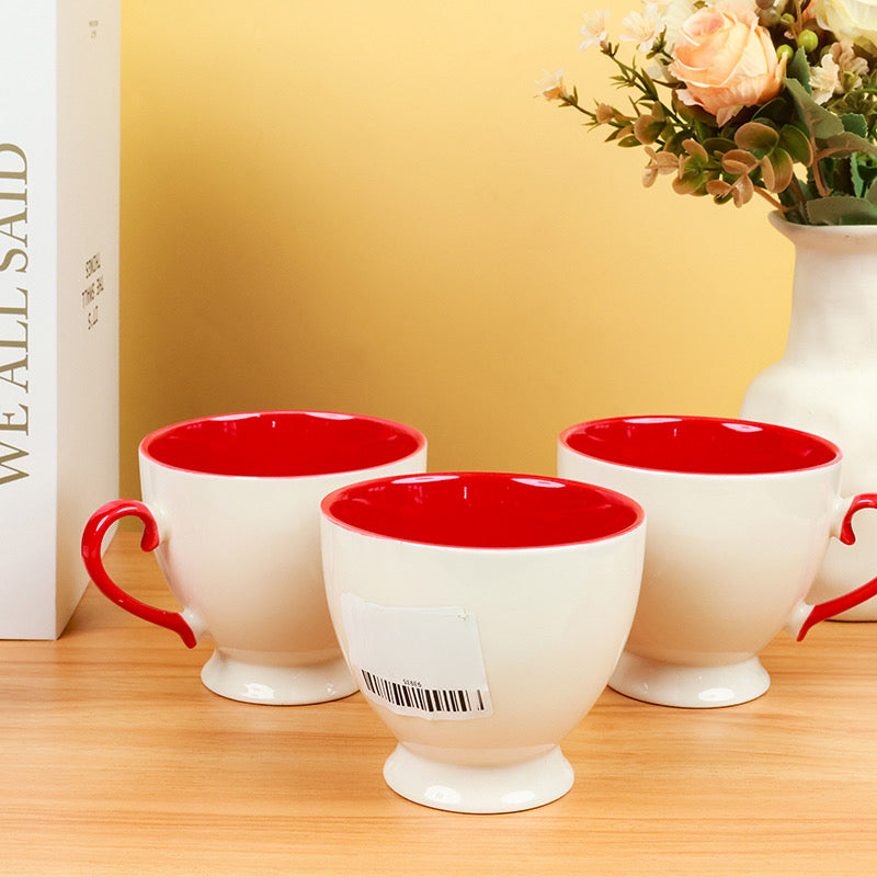 Red & White Color glaze ceramic cup