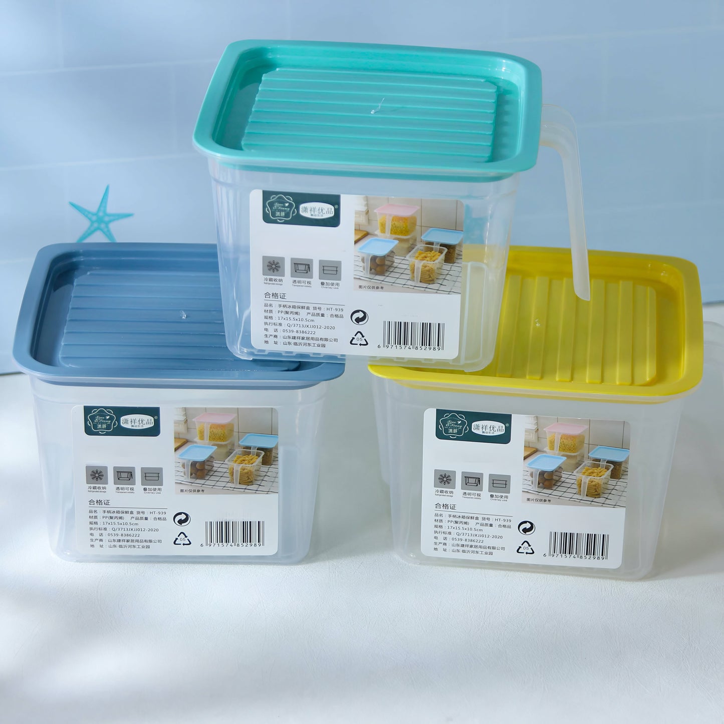 Food storage containers with handle