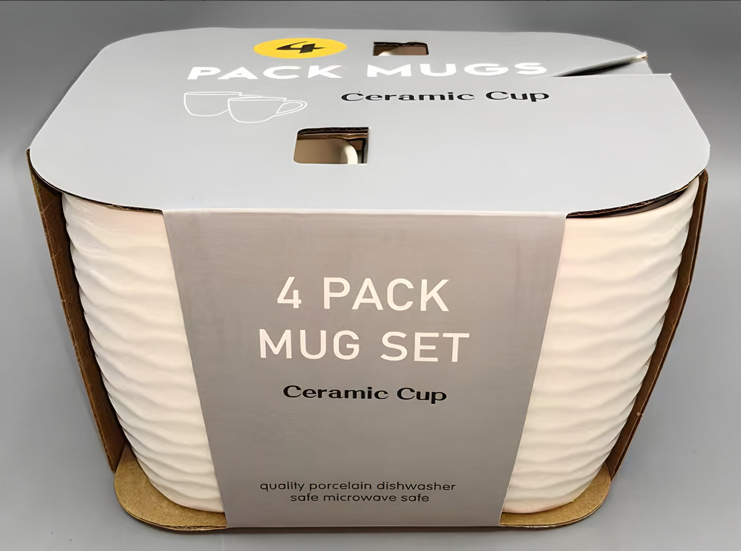 Wave White pack of 4 mug set