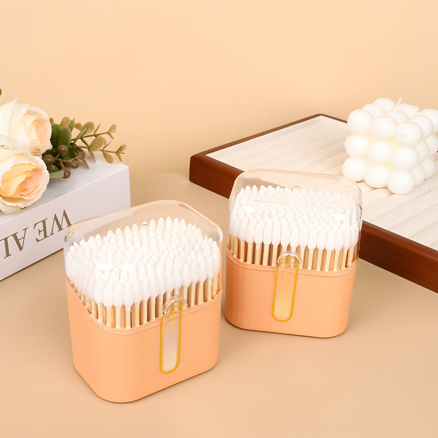 Flip boxed cotton swabs