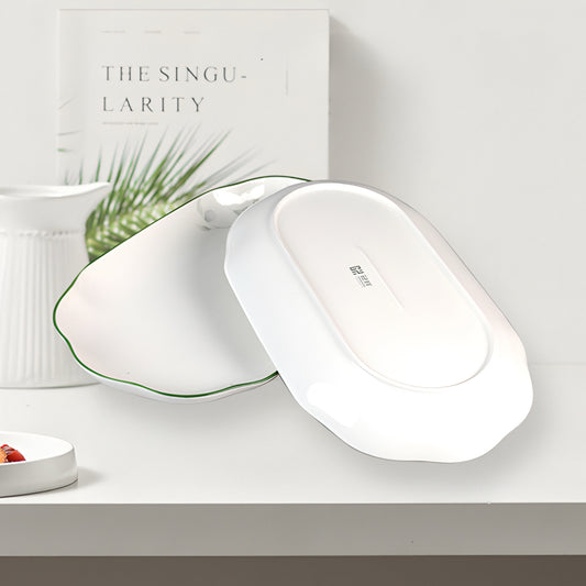 Blue Cocoa petal serving plate porcelain ceramic - 13 inch