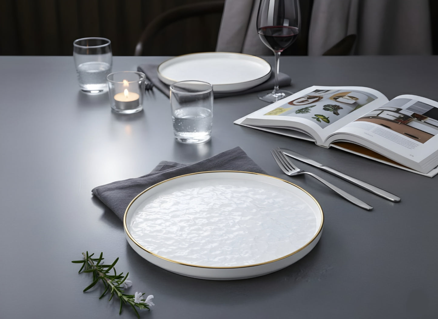 White Gold Textured Premium Porcelain Ceramic Plate - 10 inch