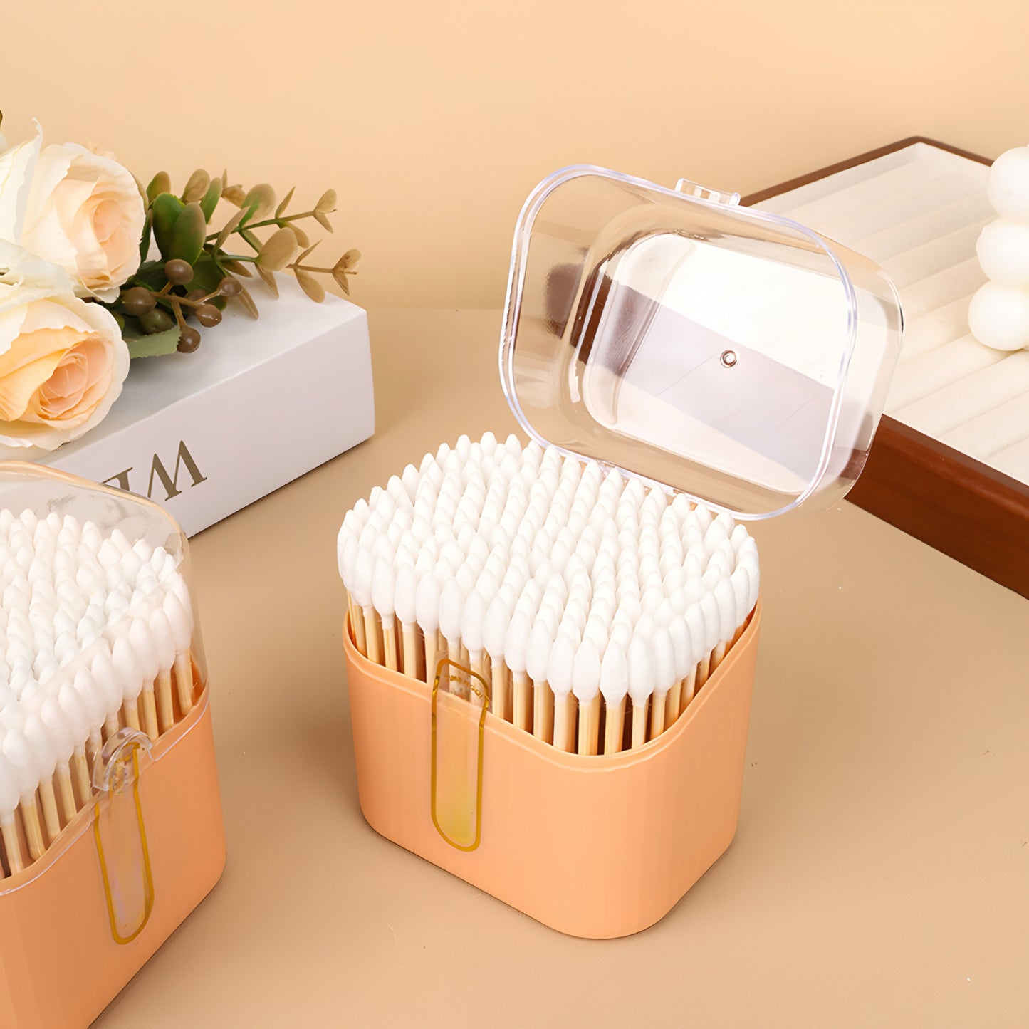 Flip boxed cotton swabs