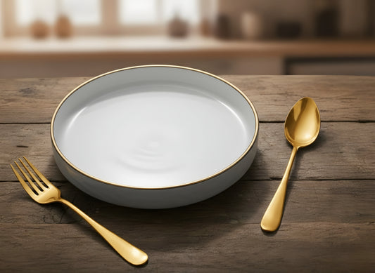 White Gold Textured Premium Porcelain Plate - 8 inch