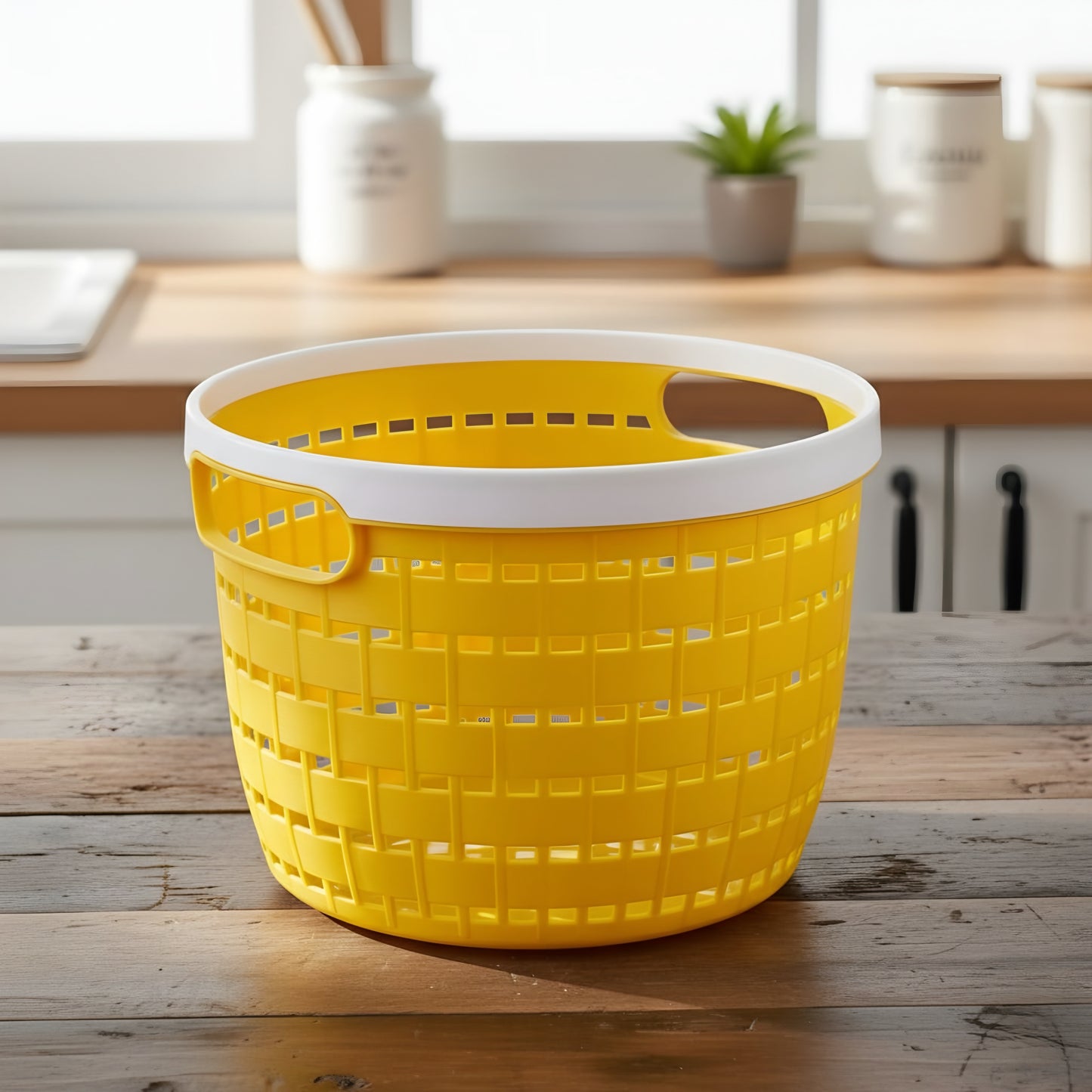 Rattan round storage basket