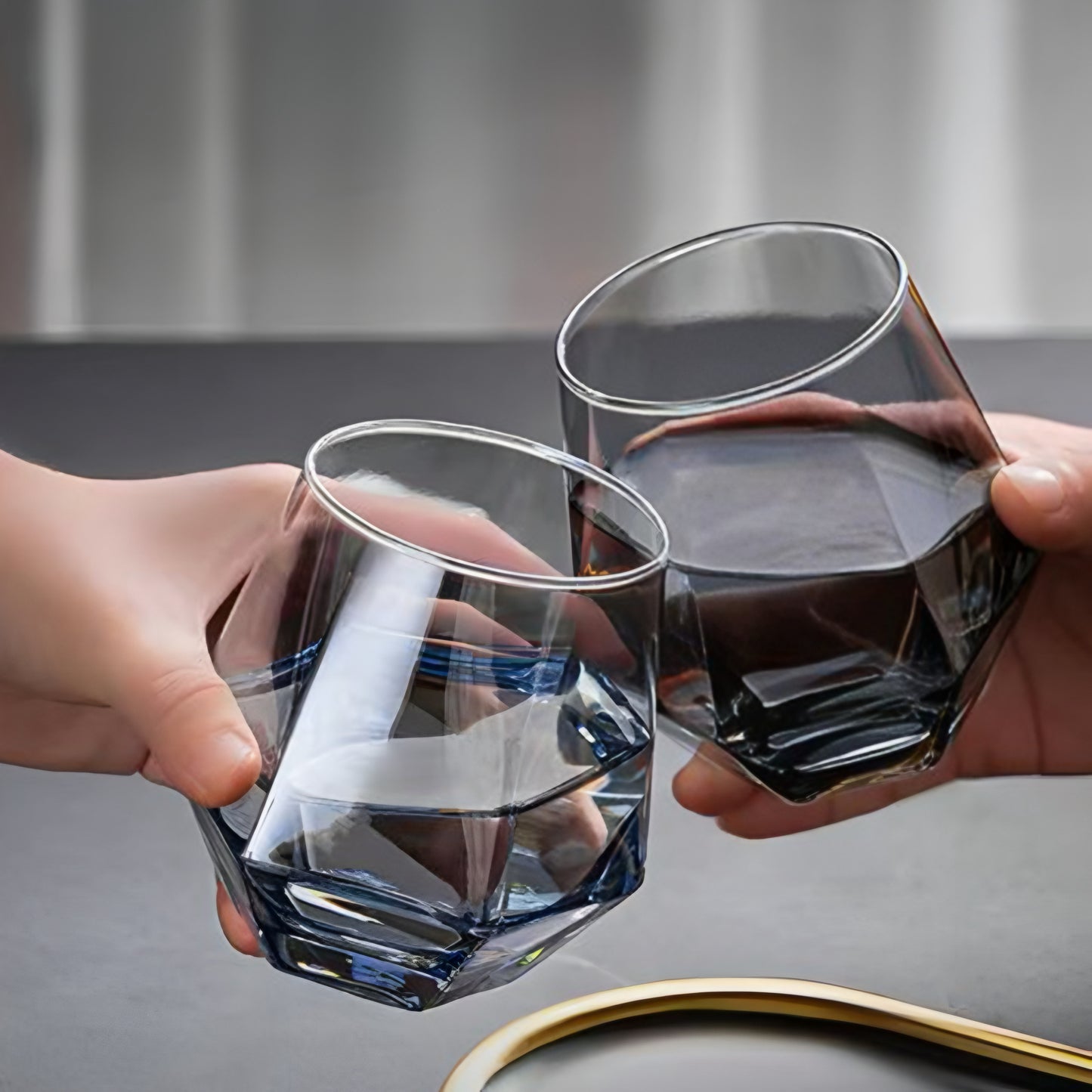 Smoke Hexagonal Water Glass - pack of 6