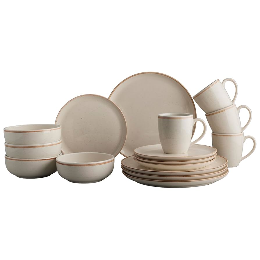 Earthy brown stoneware 16 pc Ceramic Dinner Set