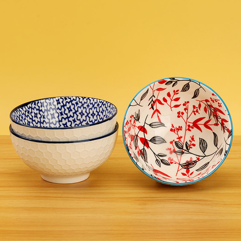 Honeycomb textured ceramic porcelain bowl - 5 inch