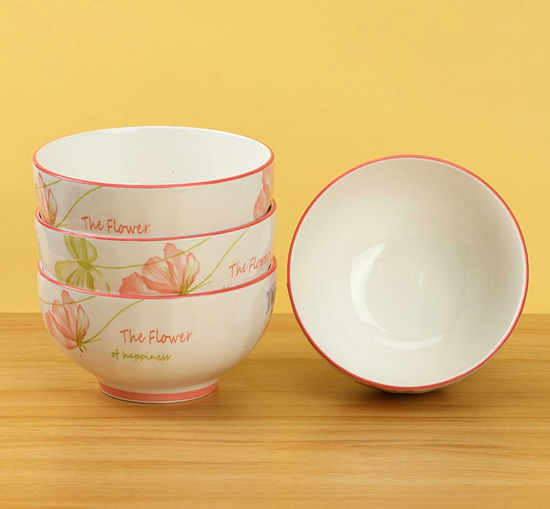 Flower of happiness ceramic bowl - 5 inch