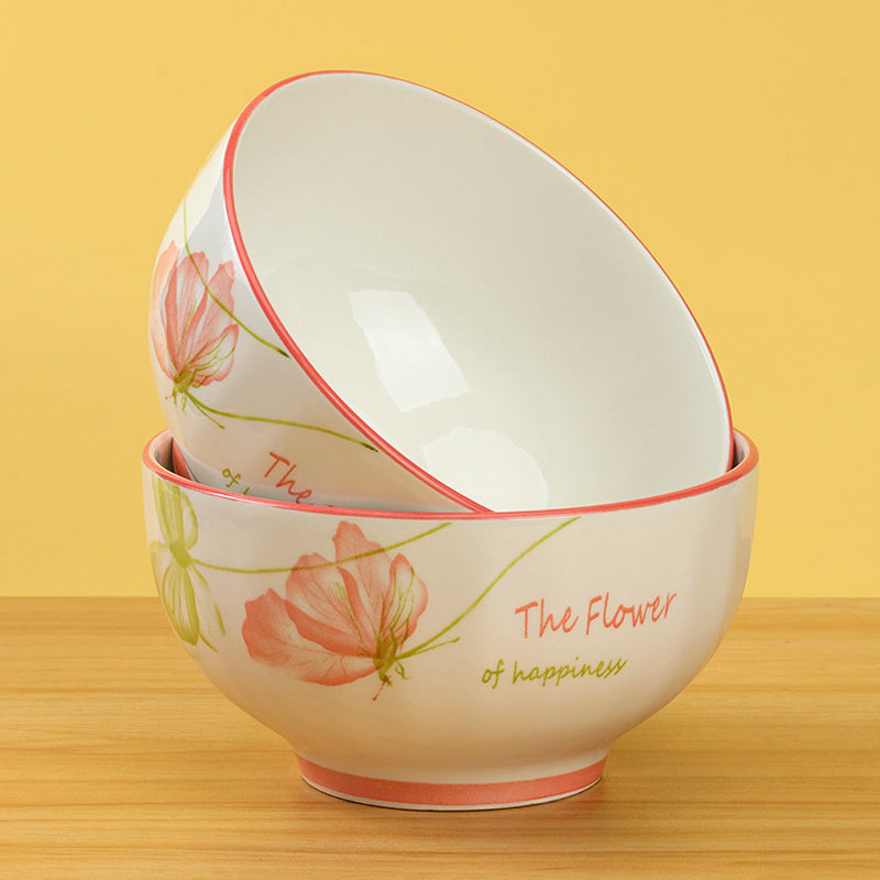 Flower of happiness ceramic bowl - 5 inch