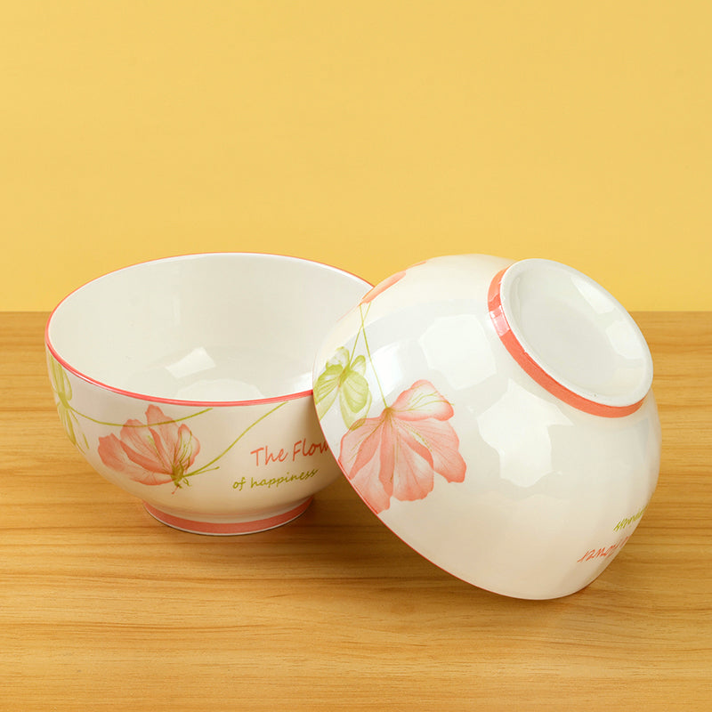 Flower of happiness ceramic bowl - 5 inch