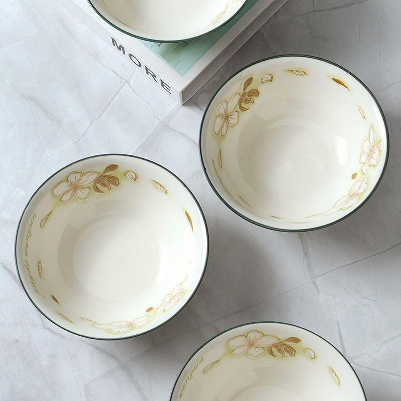 White Magnolia ceramic serving bowl - 6 inch