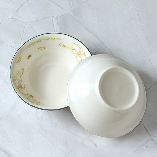 White Magnolia ceramic serving bowl - 6 inch