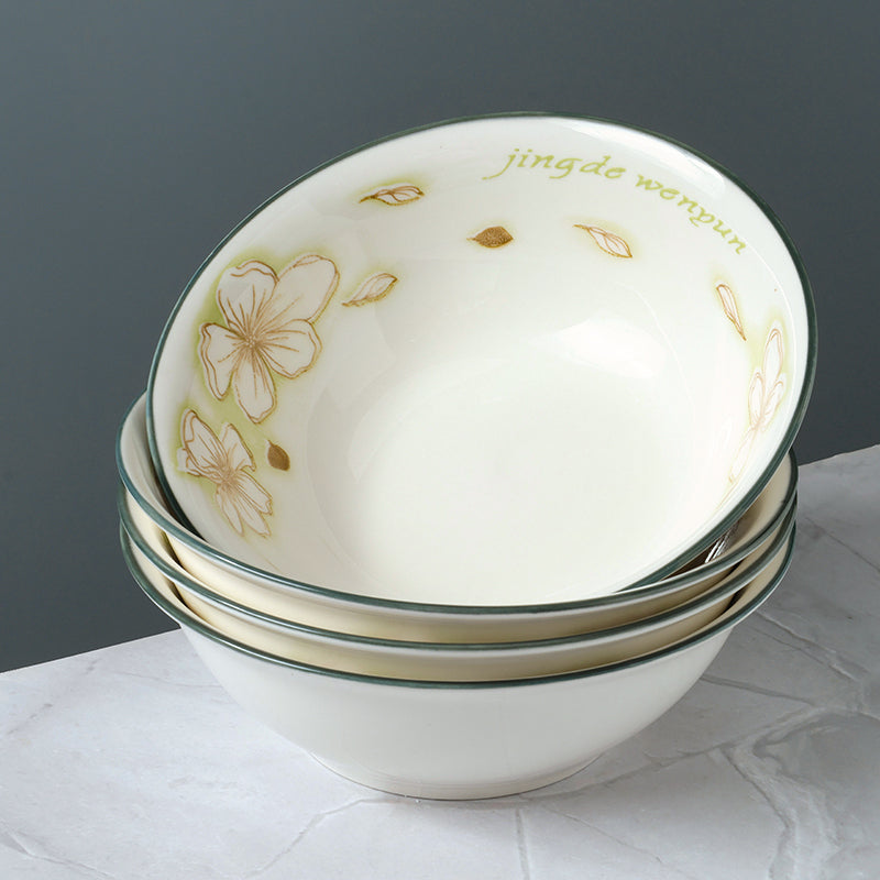 White Magnolia ceramic serving bowl - 6 inch