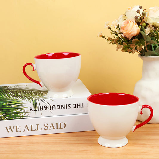 Red & White Color glaze ceramic cup