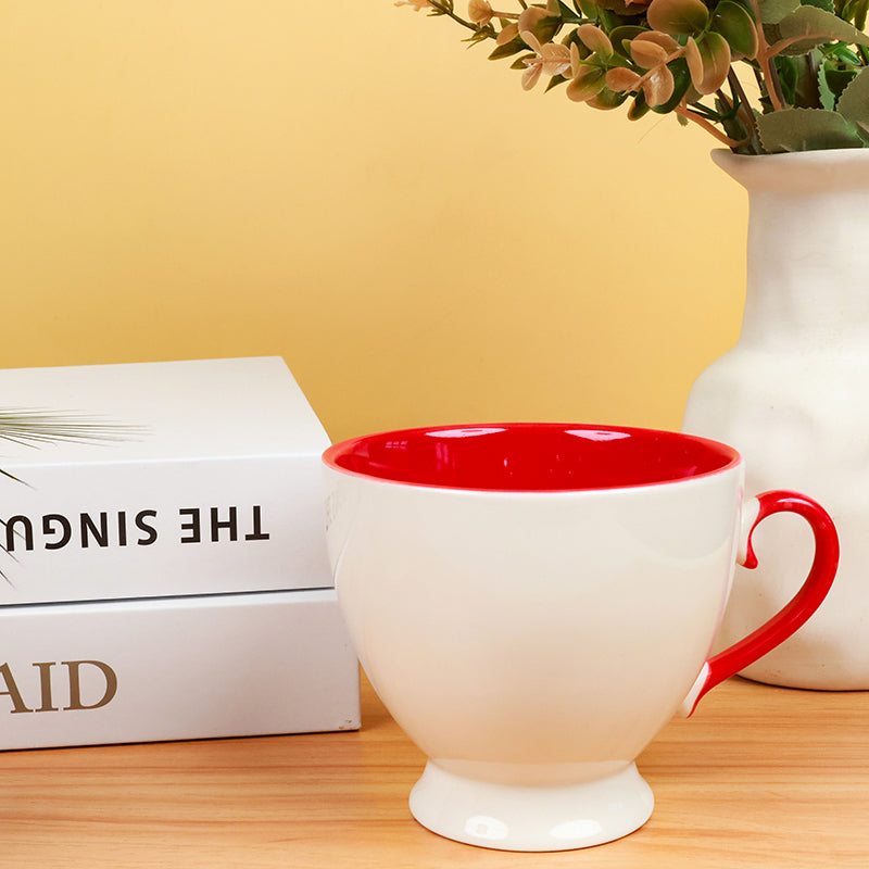 Red & White Color glaze ceramic cup