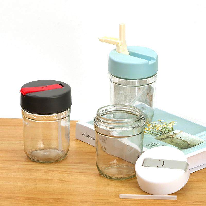 Glass with lid & straw