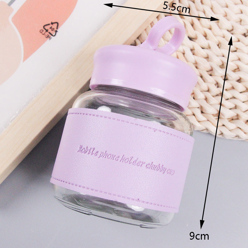 Storage glass cup with mobile holder