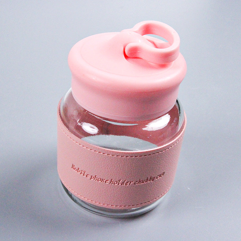 Storage glass cup with mobile holder