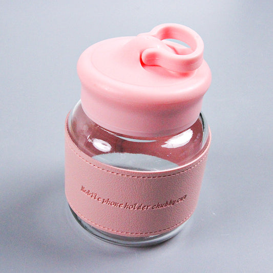 Storage glass cup with mobile holder