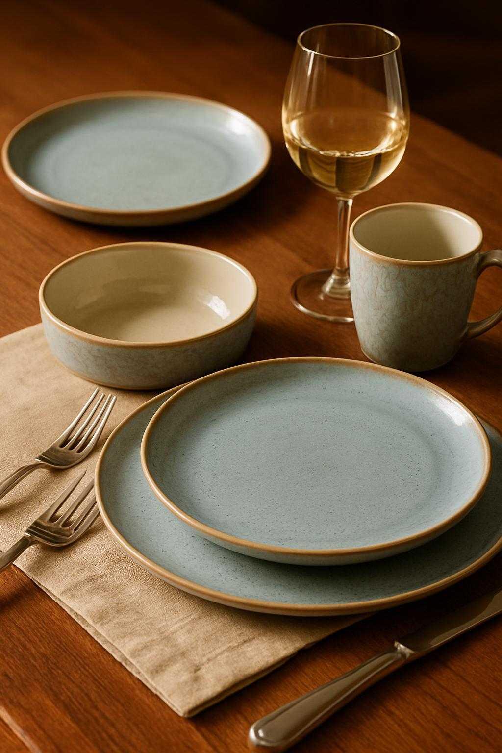Ibiza stoneware 16 pc Ceramic Dinner Set - Tropical blue