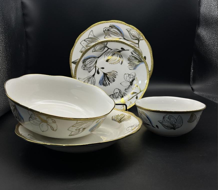 Gardenia Gold 30 pcs Dinner Set Finest Premium Porcelain